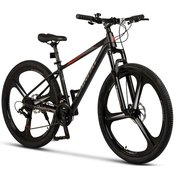 Carpat Evolution MTB Bike C27313M 27,5", fekete/szürke/piros, Shimano Tourney 7 sebességes hátsó váltó, 21 sebességes szekvenciális váltó, 3 küllős magnézium felnik