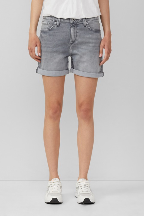 QS, Pantaloni scurti din denim cu talie medie, Gri