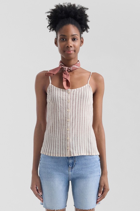 QS, Памучен топ с копчета, Мръснобял