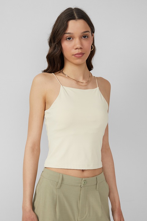 QS, Къс топ с квадратно деколте, Крем