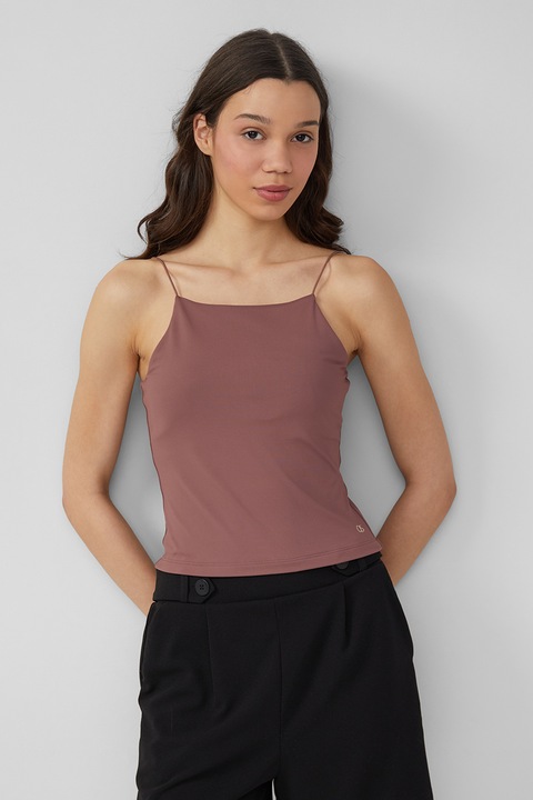 QS, Къс топ с квадратно деколте, Кафяв