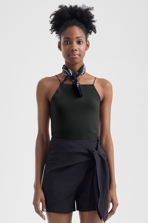 QS, Къс топ с квадратно деколте, Черен