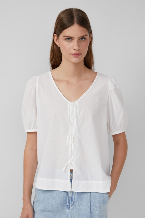 s.Oliver, V-nyakú puffos ujjú ing, Fehér