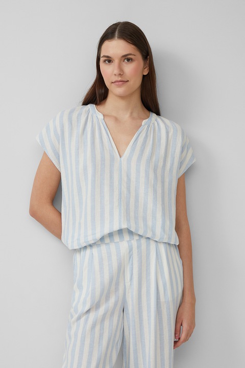 s.Oliver, Bluza-tunica din amestec de in, Albastru glaciar/Alb murdar