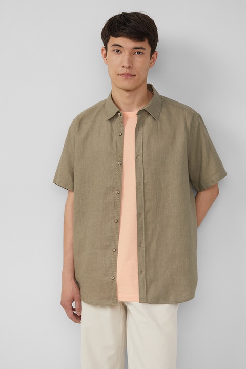 s.Oliver, Rövid ujjú lenvászon ing, Khaki