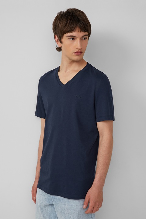 s.Oliver, Tricou uni cu decolteu in V, Bleumarin