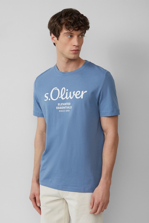 s.Oliver, Tricou cu imprimeu logo metalic, Albastru lavanda