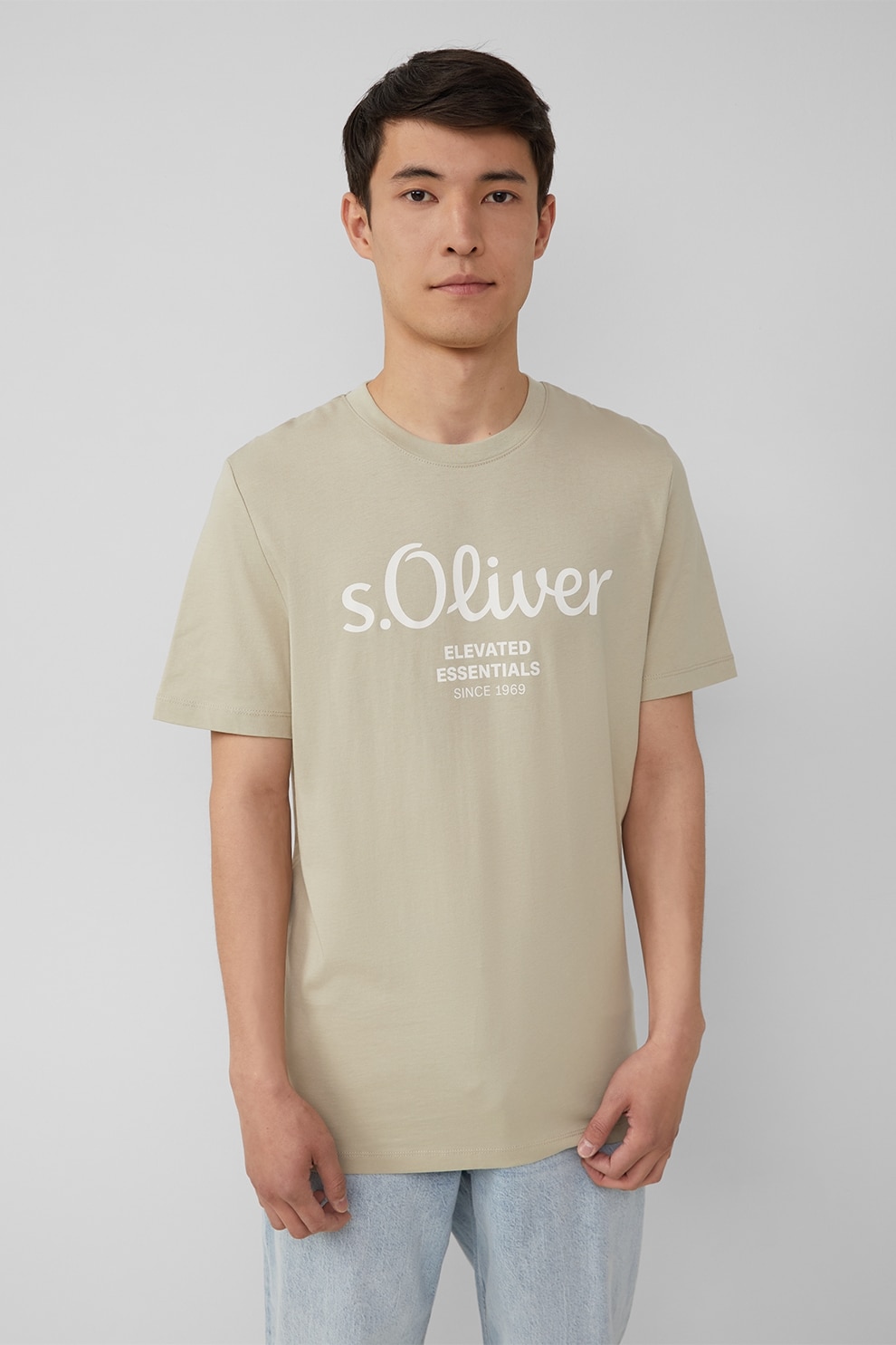 s.Oliver, Tricou cu imprimeu logo metalic, Grej, M