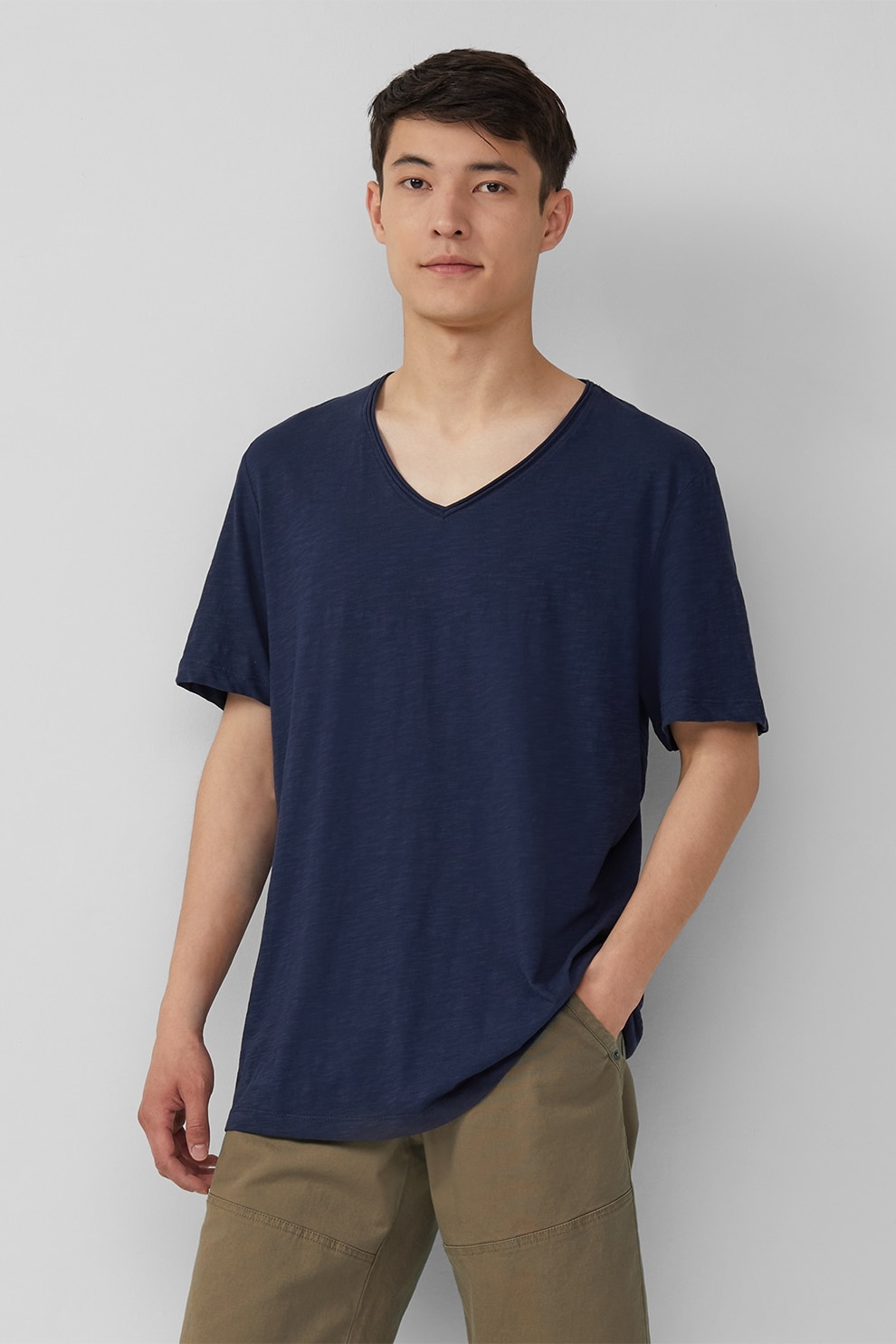 s.Oliver, Tricou lejer cu decolteu in V, Bleumarin, S