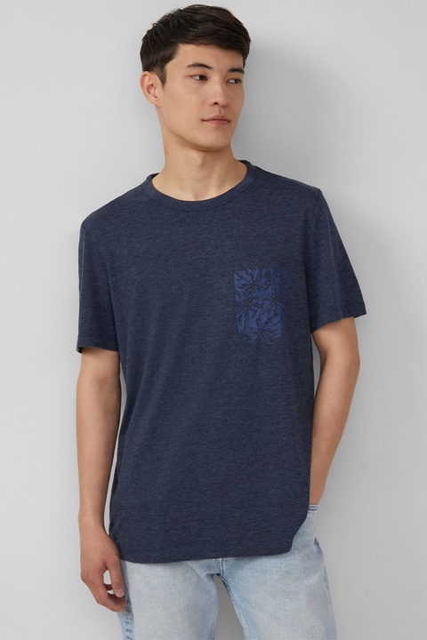 s.Oliver, Tricou lejer cu imprimeu discret pe piept, Albastru inchis