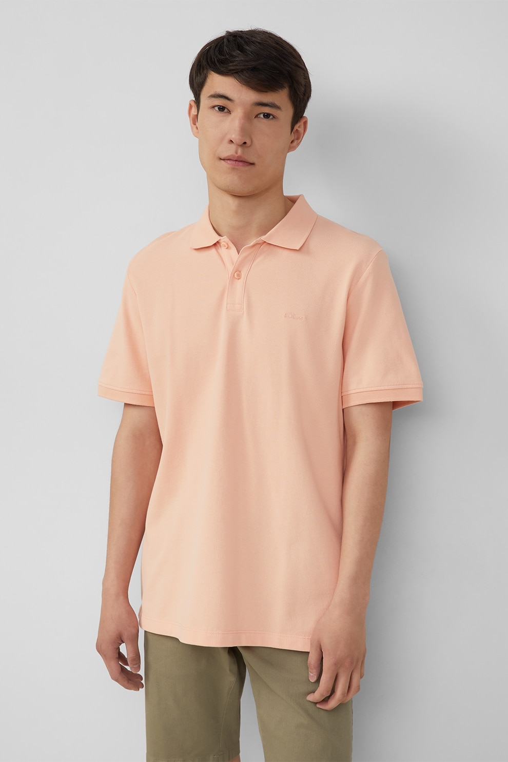 s.Oliver, Tricou polo cu model uni, Portocaliu deschis, S