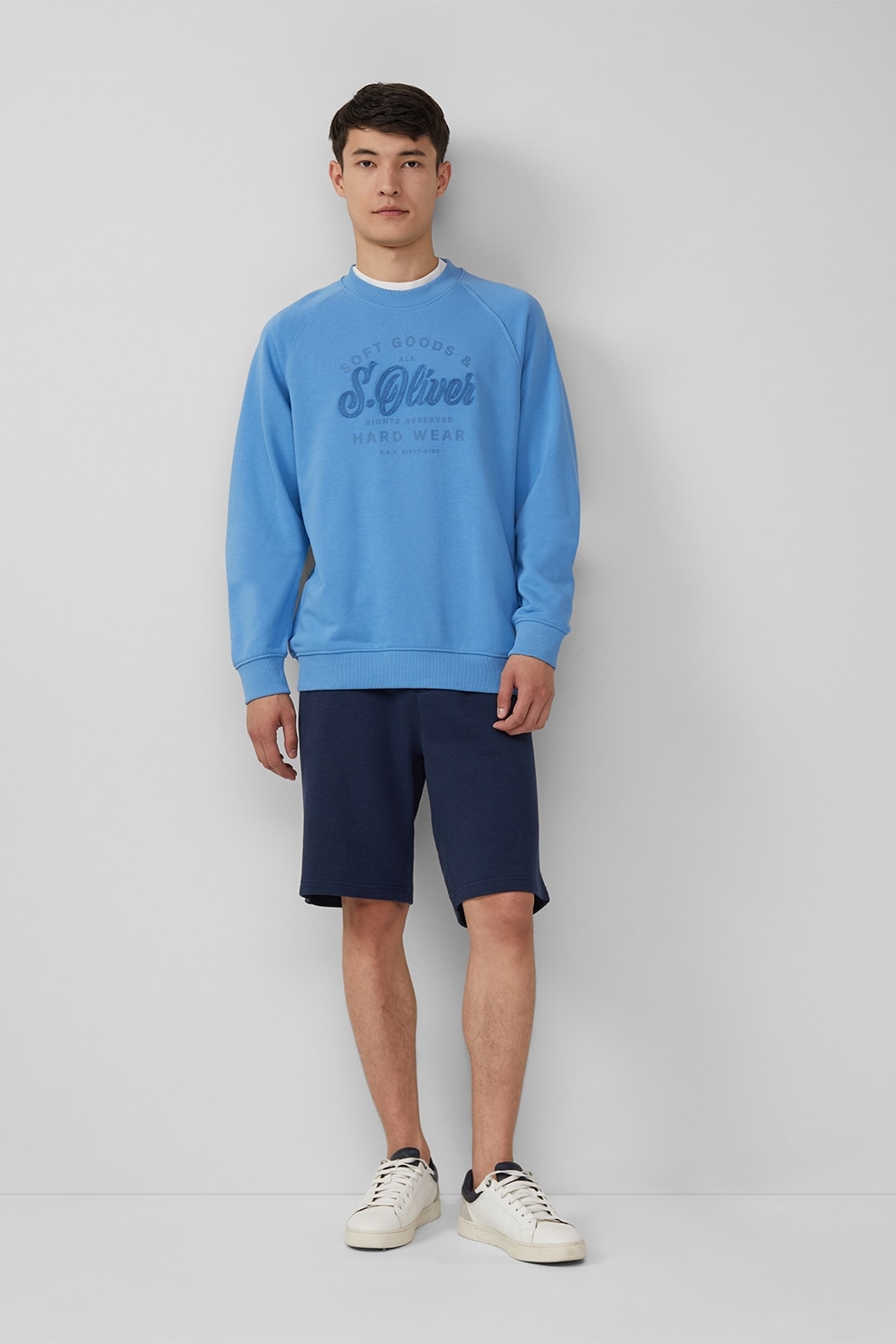 s.Oliver, Pantaloni scurti de bumbac cu snur, Bleumarin, L