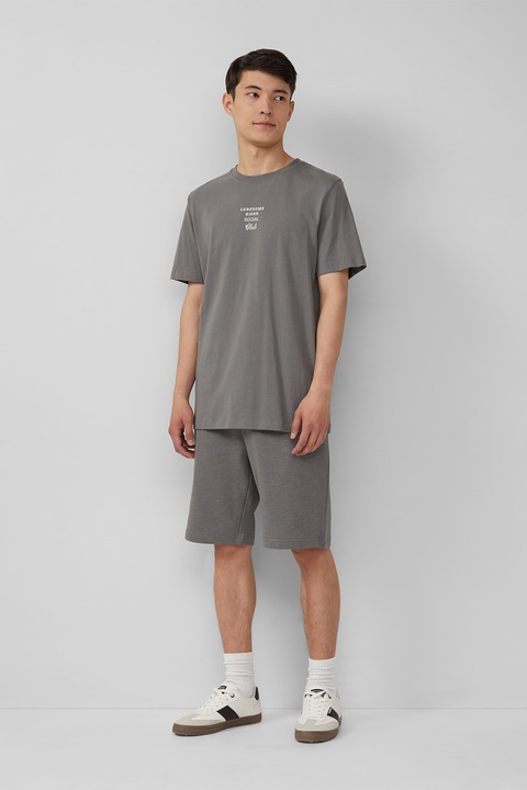 s.Oliver, Pantaloni scurti de bumbac cu snur, Gri melange