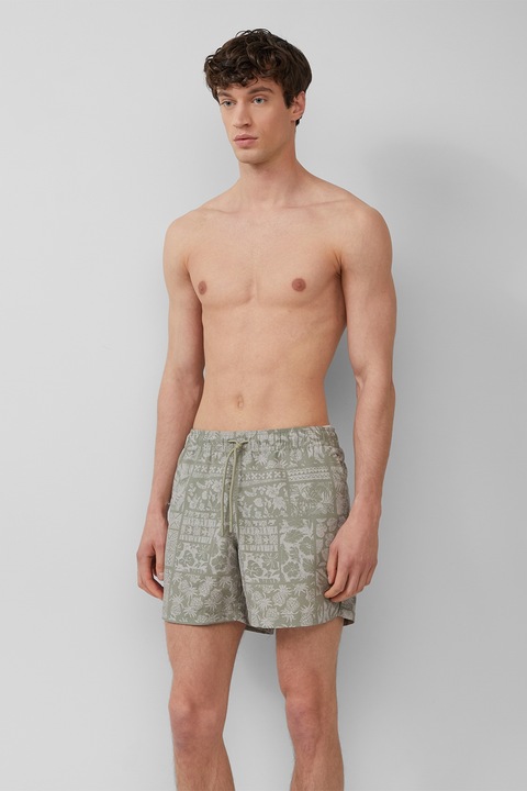 s.Oliver, Pantaloni scurti de baie cu snur si model, Kaki