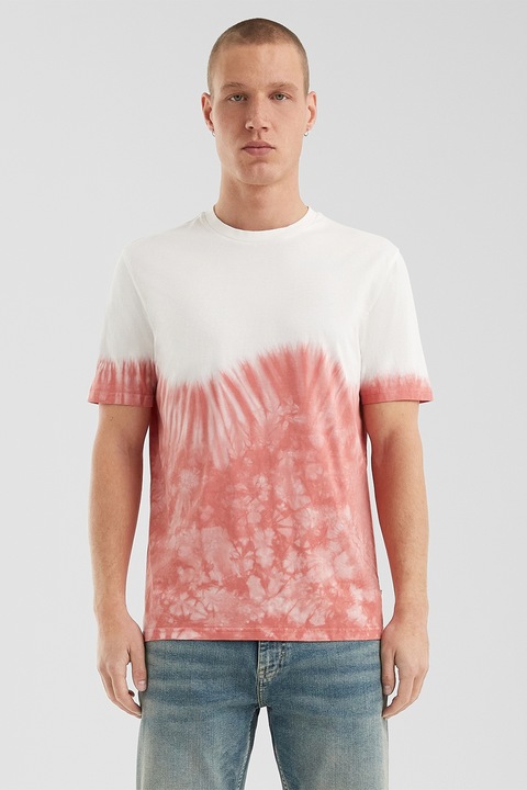 QS, Тениска с хоризонтален меланж и овално деколте, Червен/Бял