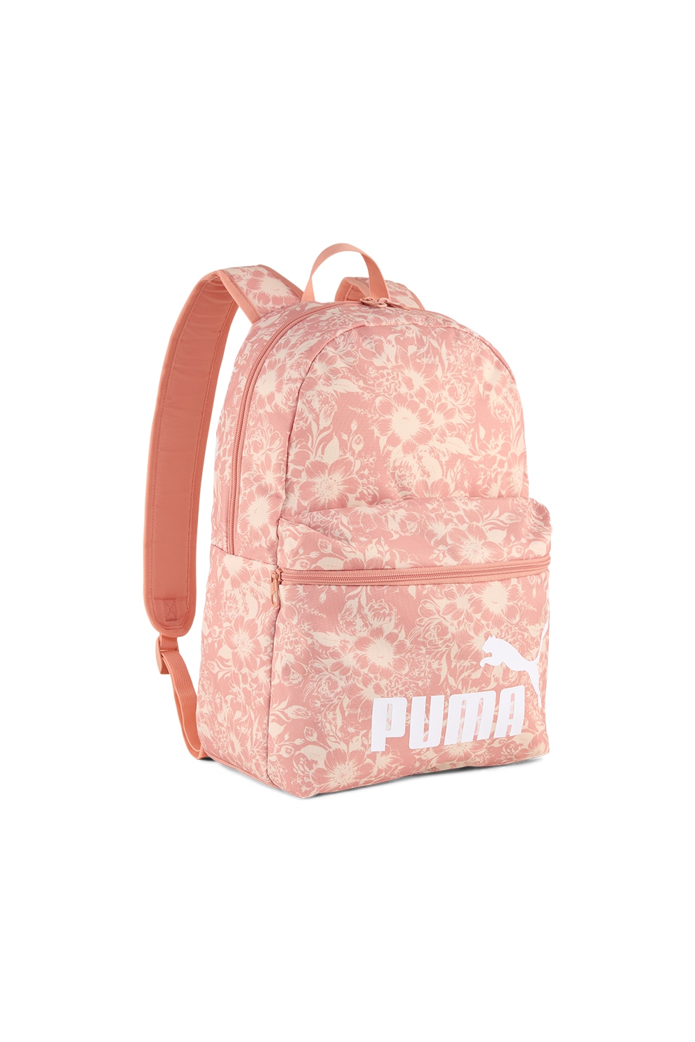 Puma, Rucsac cu imprimeu logo Phase - 22L, Alb fildes, Roz somon