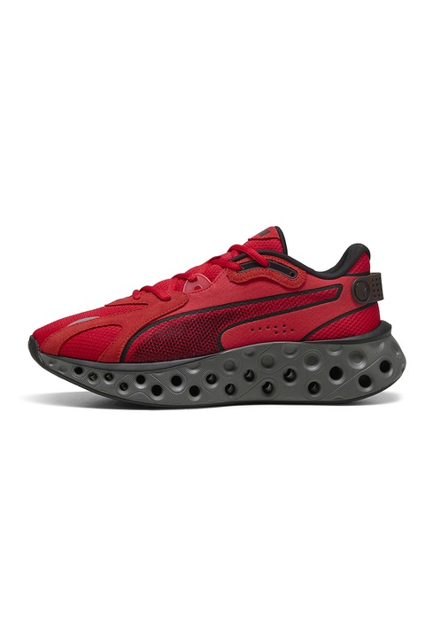 Puma, Pantofi Softride Frequence cu talpa masiva pentru alergare, Rosu/Gri antracit