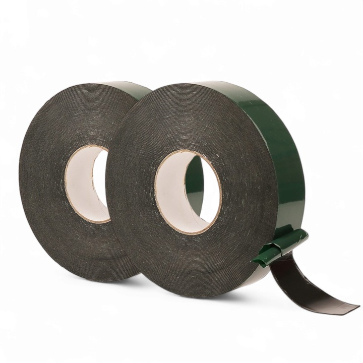 Set 2 benzi dublu adezive verzi, lungime 5m, latime 20mm