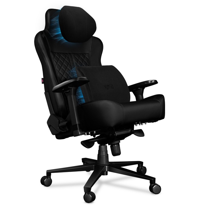 YUMISU 2052 – Scaun de gaming magnetic din piele ecologica, XXL, cu perne magnetice, scaun de birou ergonomic pivotant, capacitate de incarcare 180 kg, negru, clasa premium