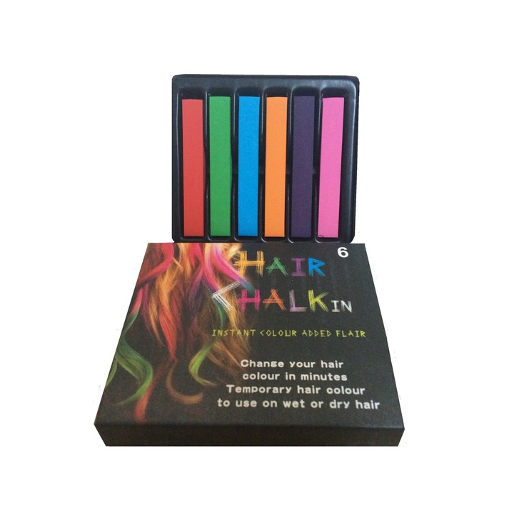 Set de 6 bucati de creta color batonase pentru suvite, Hair Chalk