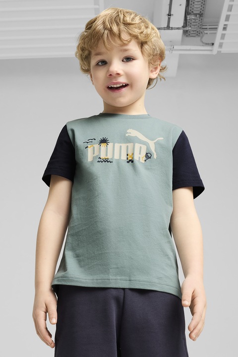 Puma, Tricou cu imprimeu logo pe piept, Verde deschis