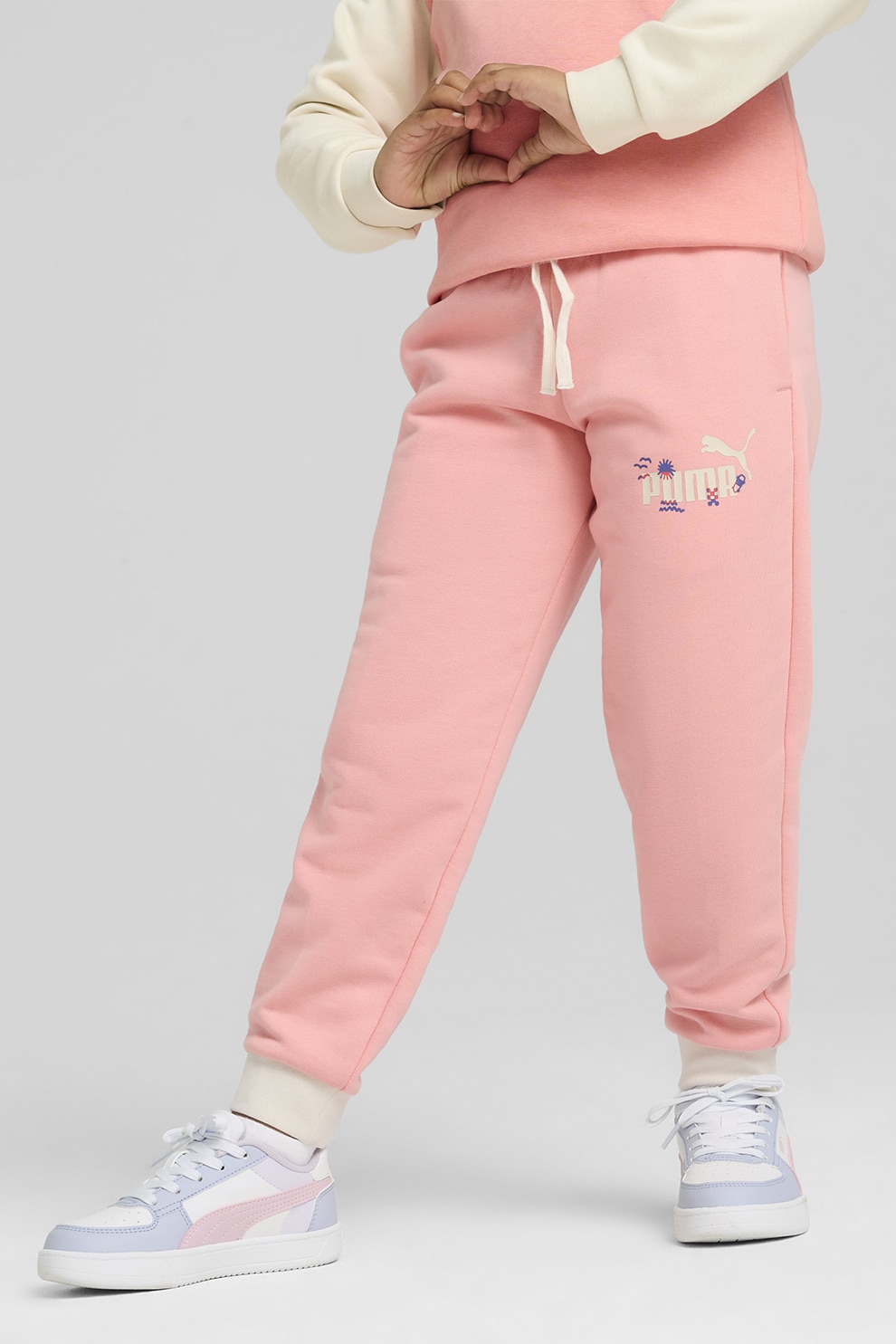 Puma, Pantaloni de trening cu buzunare laterale, Roz deschis, 104 CM