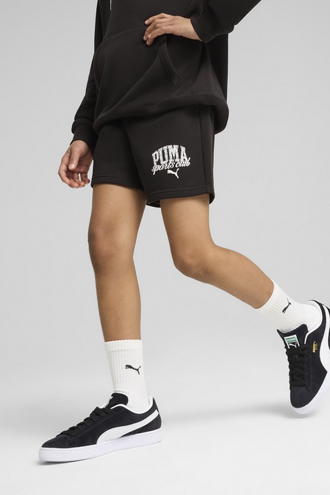 Puma, Logós pamut rövidnadrág, Fehér/Fekete