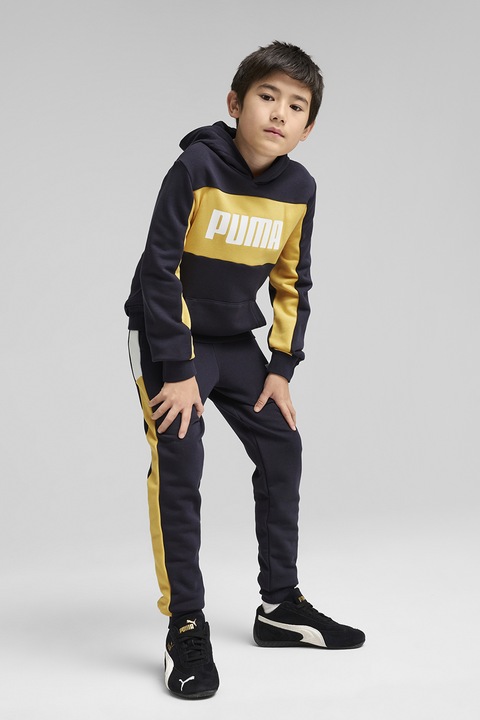 Puma, Худи с памук с лого, Жълт/Ултрамарин синьо