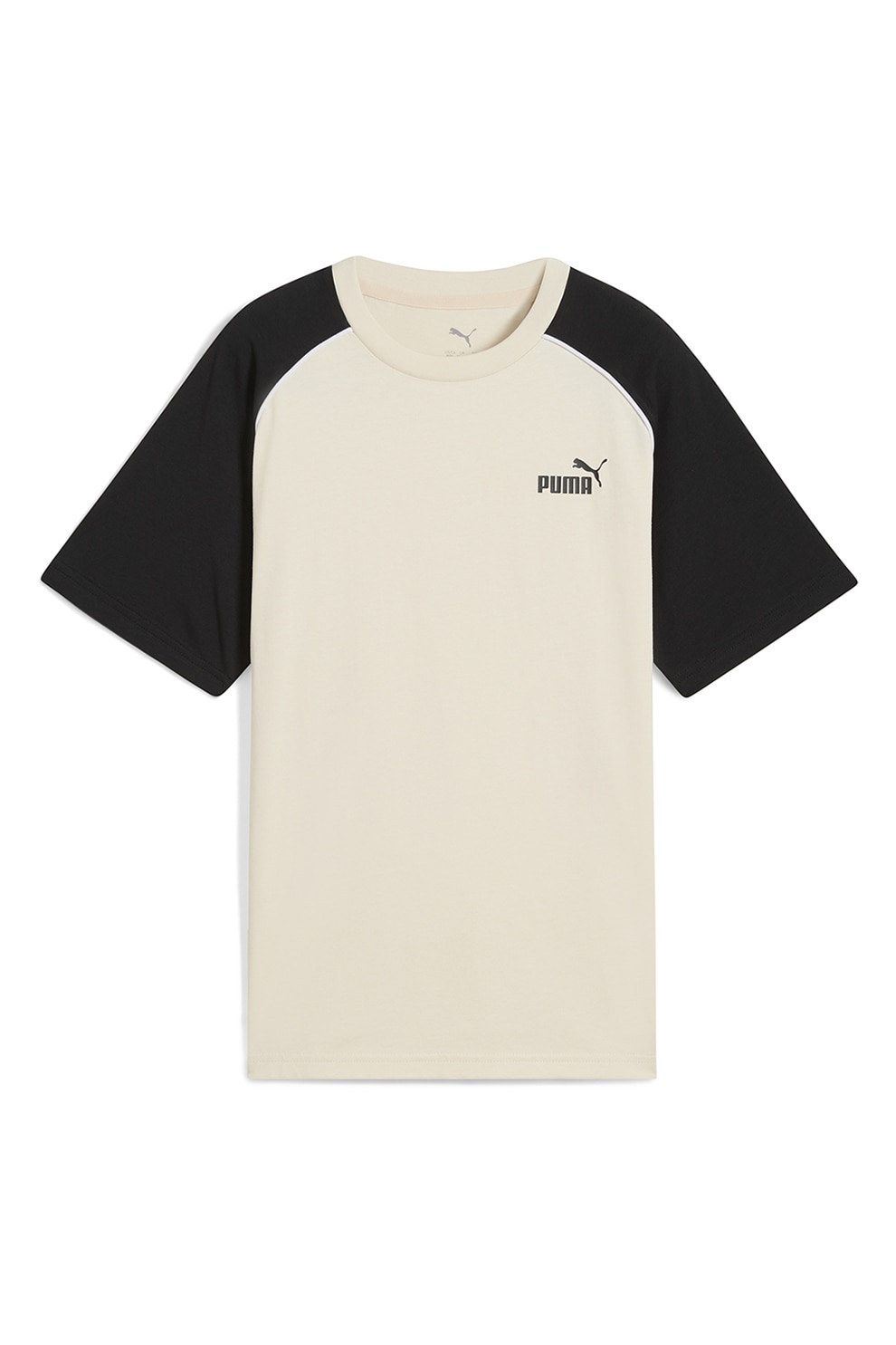 Puma, Tricou cu logo, Negru, Crem, 140 CM