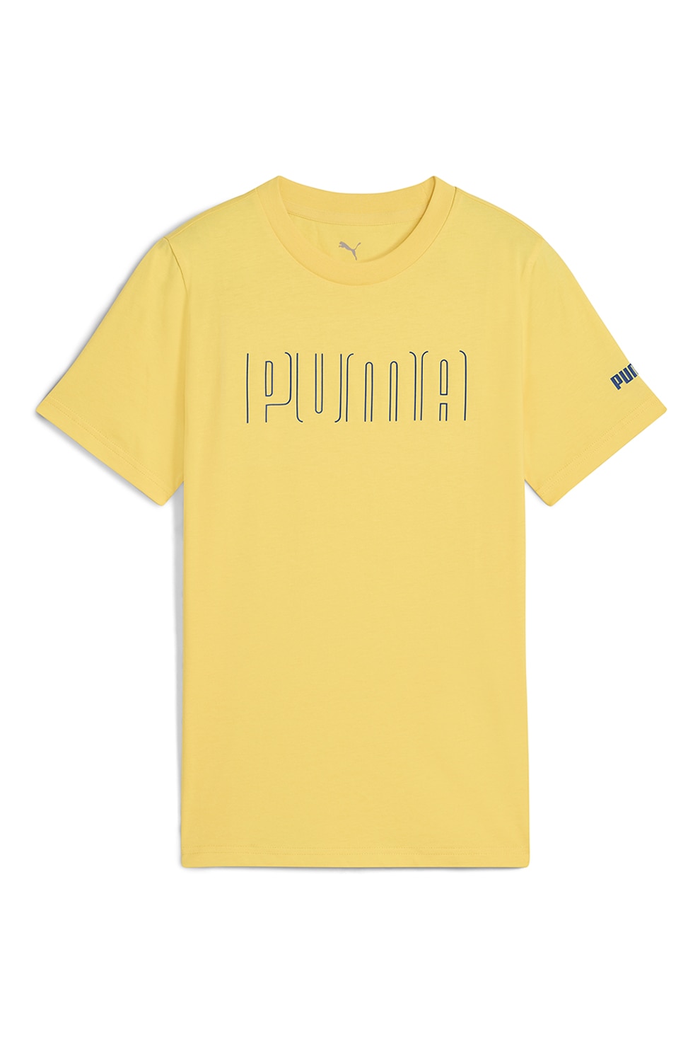 Puma, Tricou cu decolteu la baza gatului si imprimeu logo, Galben, 140 CM