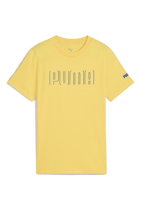 Puma, Тениска с овално деколте и лого, Жълт