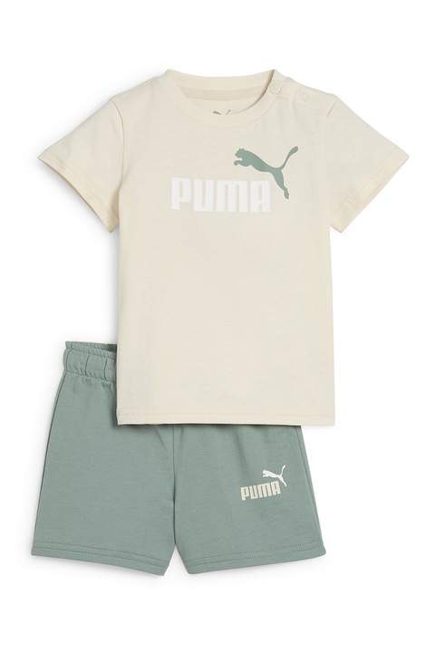 Puma, Set de tricou si pantaloni scurti Minicats, Verde feriga/Crem