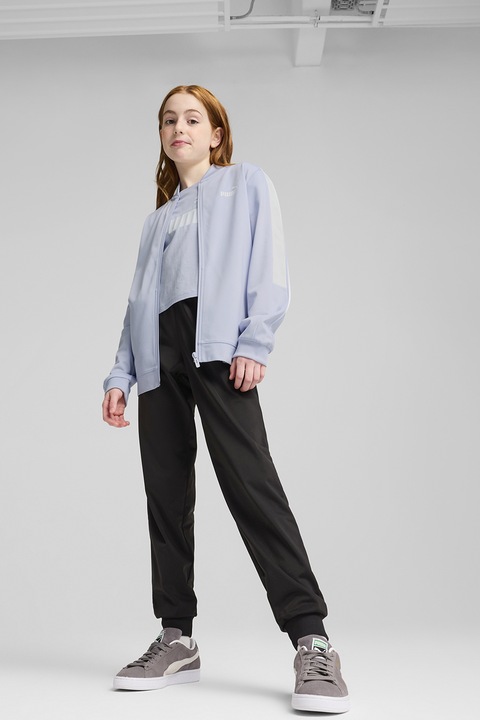 Puma, Trening cu fermoar si logo, Negru/Albastru deschis