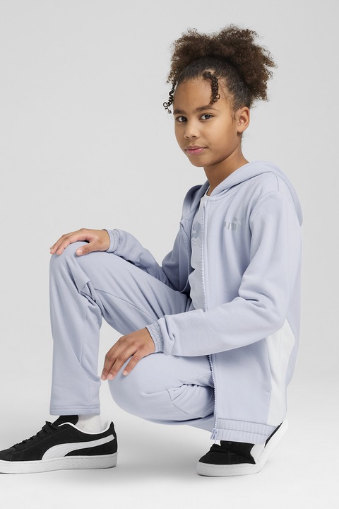 Puma, Спортен екип с цип и качулка, Светлосин