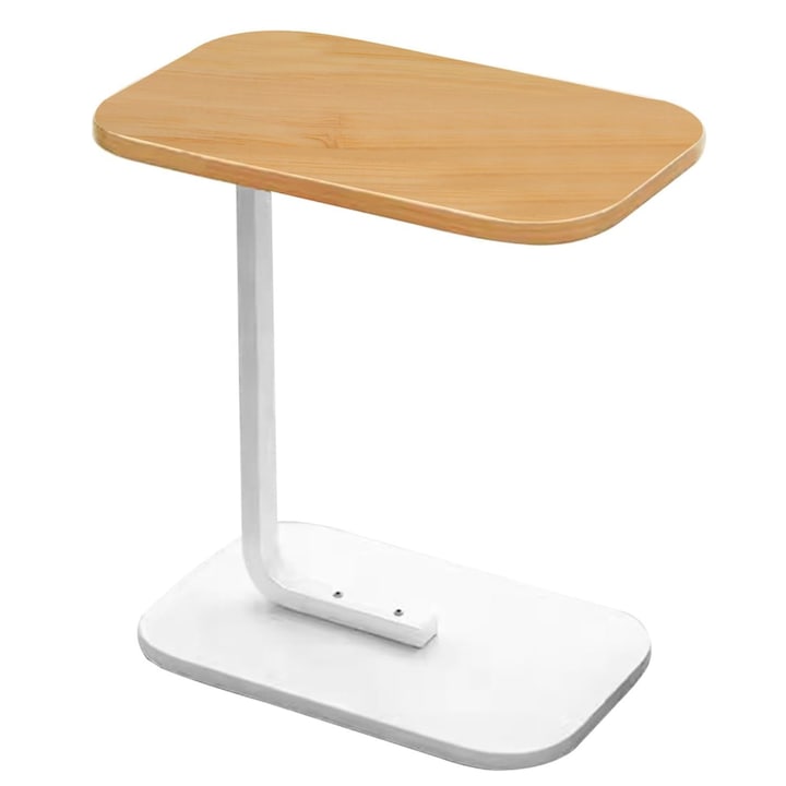 Masuta de cafea, portabila, design elegant, reistenta si durabila, usor de transportat, perfect cu orice decor, 38 x 28 x 58 cm, 1,73 kg - DESKICA alb