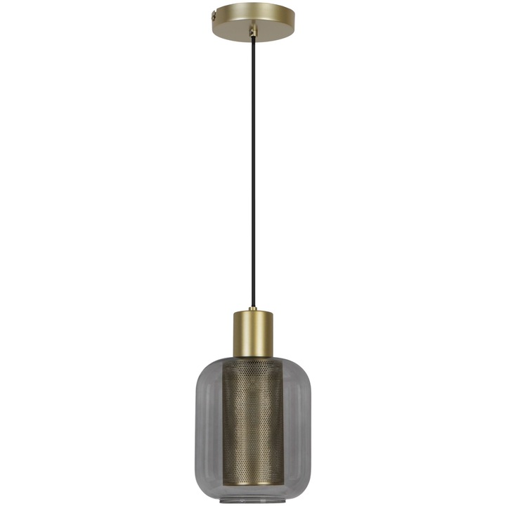 Pendul Courba, 1 x E27, D 17 cm, sticla fumurie