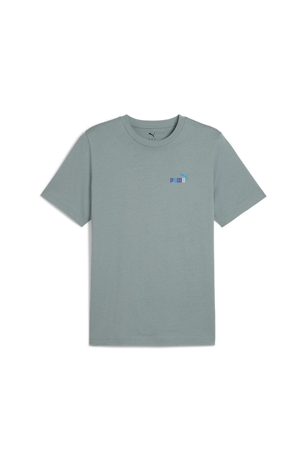 Puma, Tricou regular fit de bumbac cu model grafic, Negru, Indigo, Verde persan, M