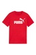 Puma, Tricou de bumbac cu decolteu la baza gatului si logo ESS No 1, Rosu/Alb
