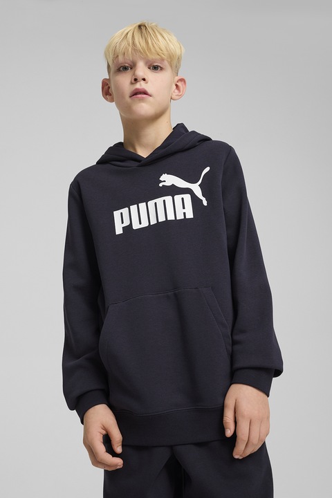 Puma, Худи с лого и джоб кенгуру, Бял/Ултрамарин синьо
