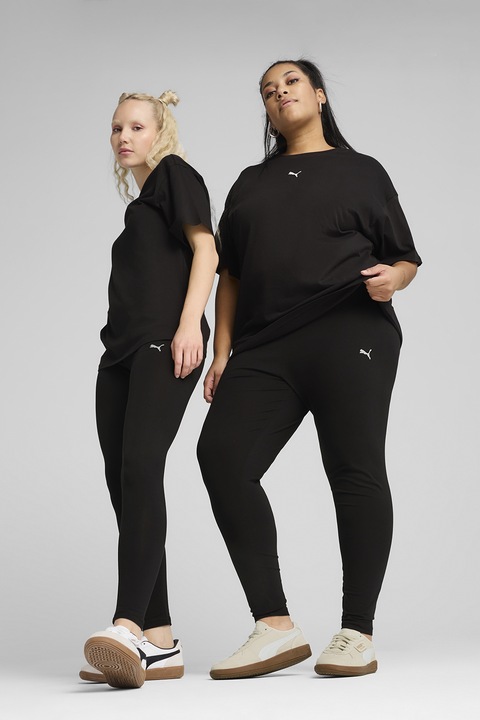 Puma, Pamuttartalmú leggings logóval, Fekete