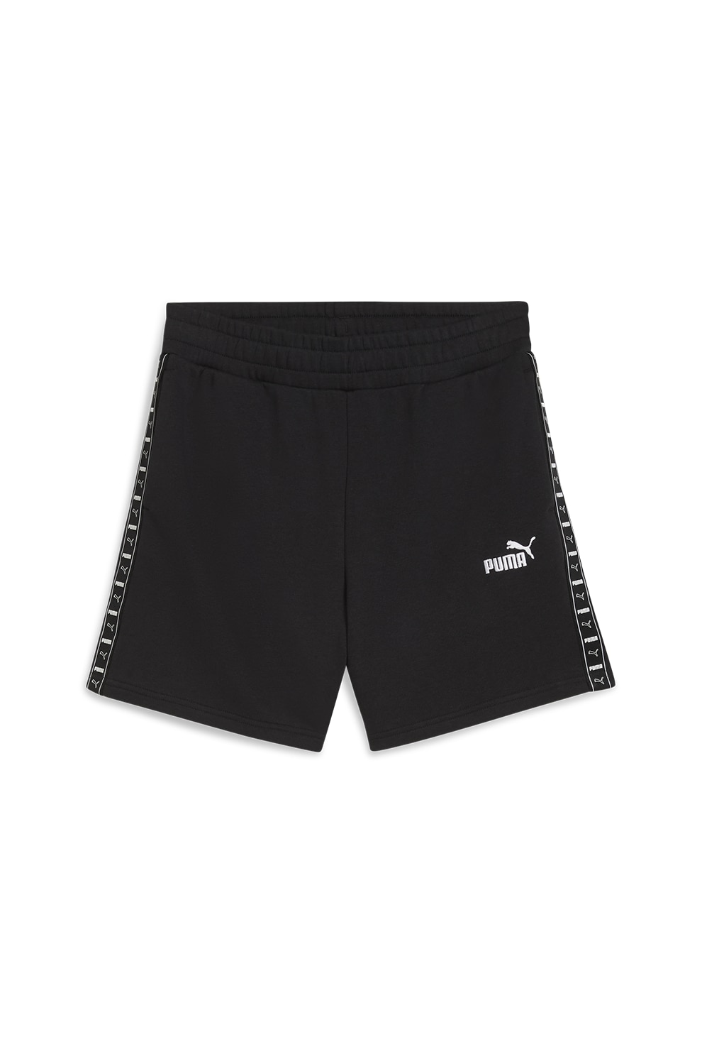 Puma, Pantaloni scurti din amestec de bumbac cu benzi laterale cu logo, Negru, L