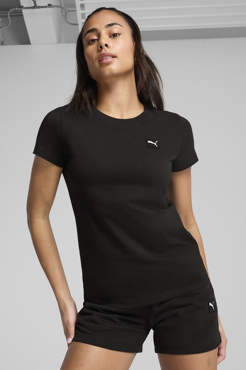 Puma, Normál fazonú pamuttartalmú póló, Fekete