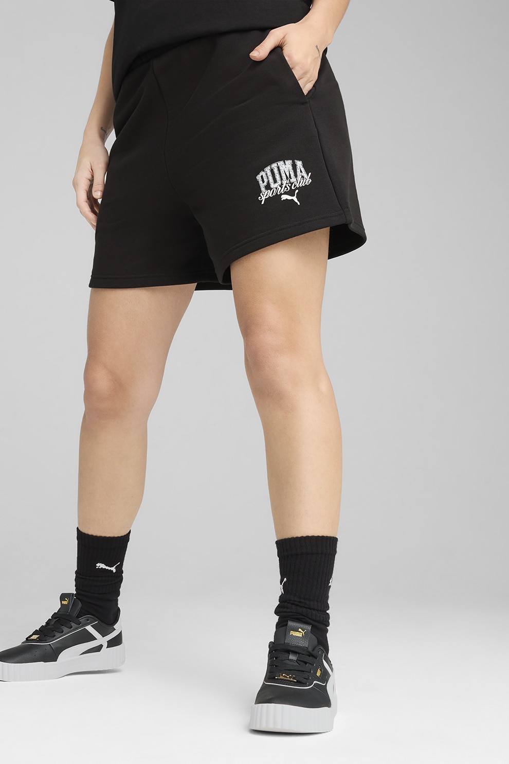 Puma, Pantaloni scurti cu snur de ajustare si buzunare laterale, Negru, S