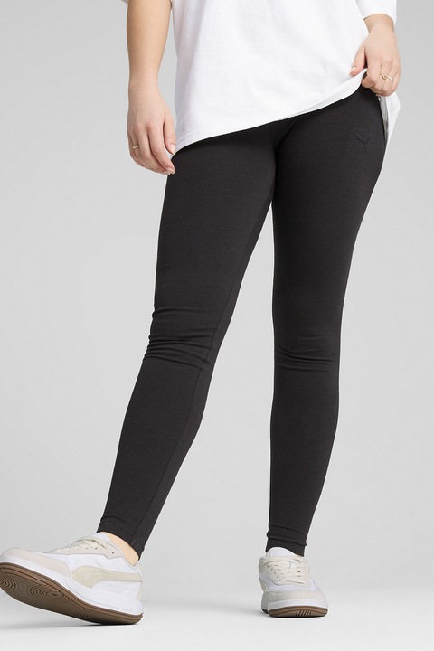 Puma, Pamuttartalmú leggings logóval, Fekete