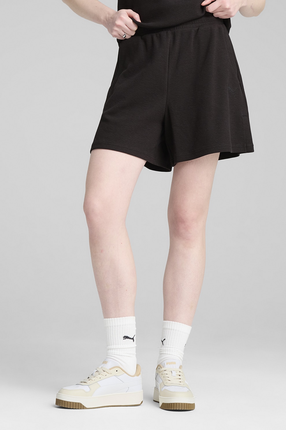 Puma, Pantaloni scurti tricotati fin cu buzunare laterale, Negru, L
