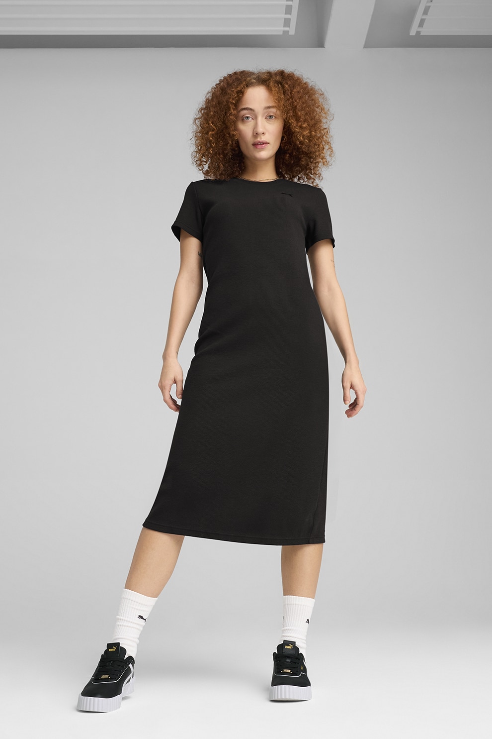 Puma, Rochie midi cu slituri pe partea din spate, Negru, S