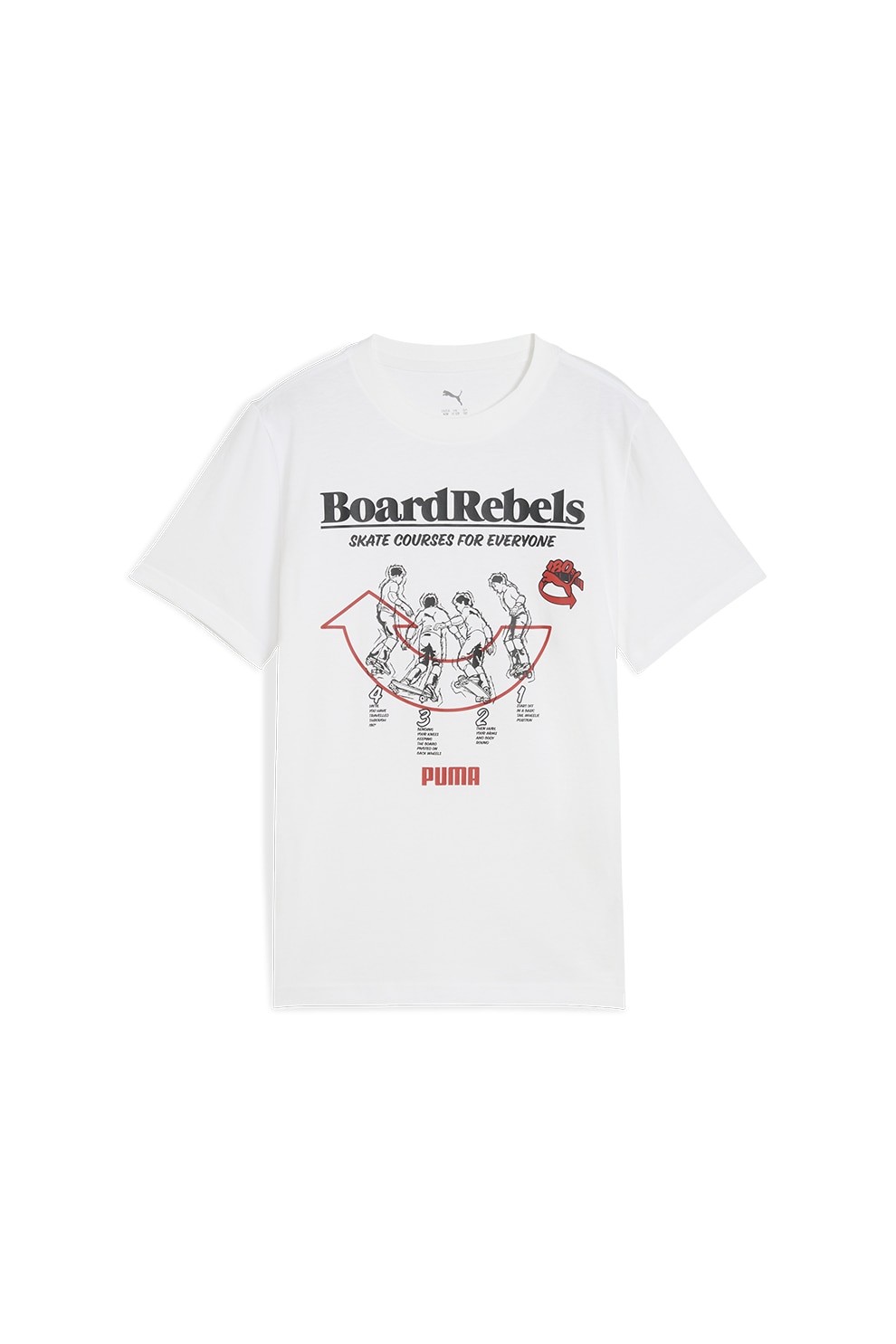 Puma, Tricou din bumbac cu imprimeu cu skateboarding Mid 90s, Alb, Negru, 164 CM