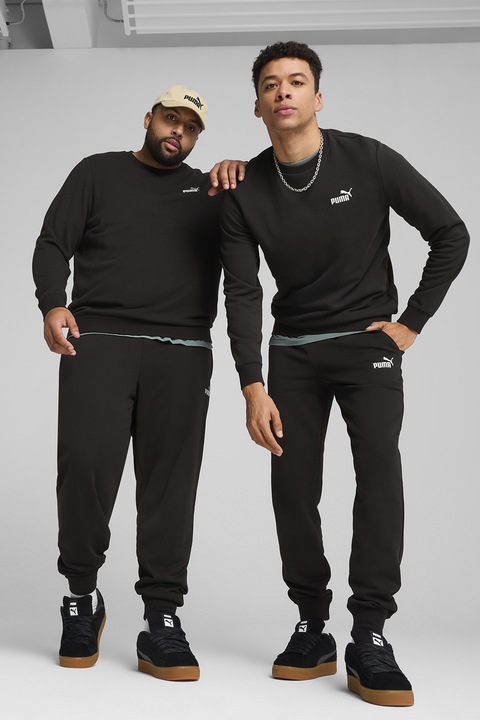 Puma, Pantaloni de trening din amestec de bumbac cu buzunare laterale, Negru