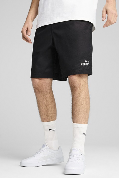 Puma, Pantaloni scurti din bumbac cu logo, Negru
