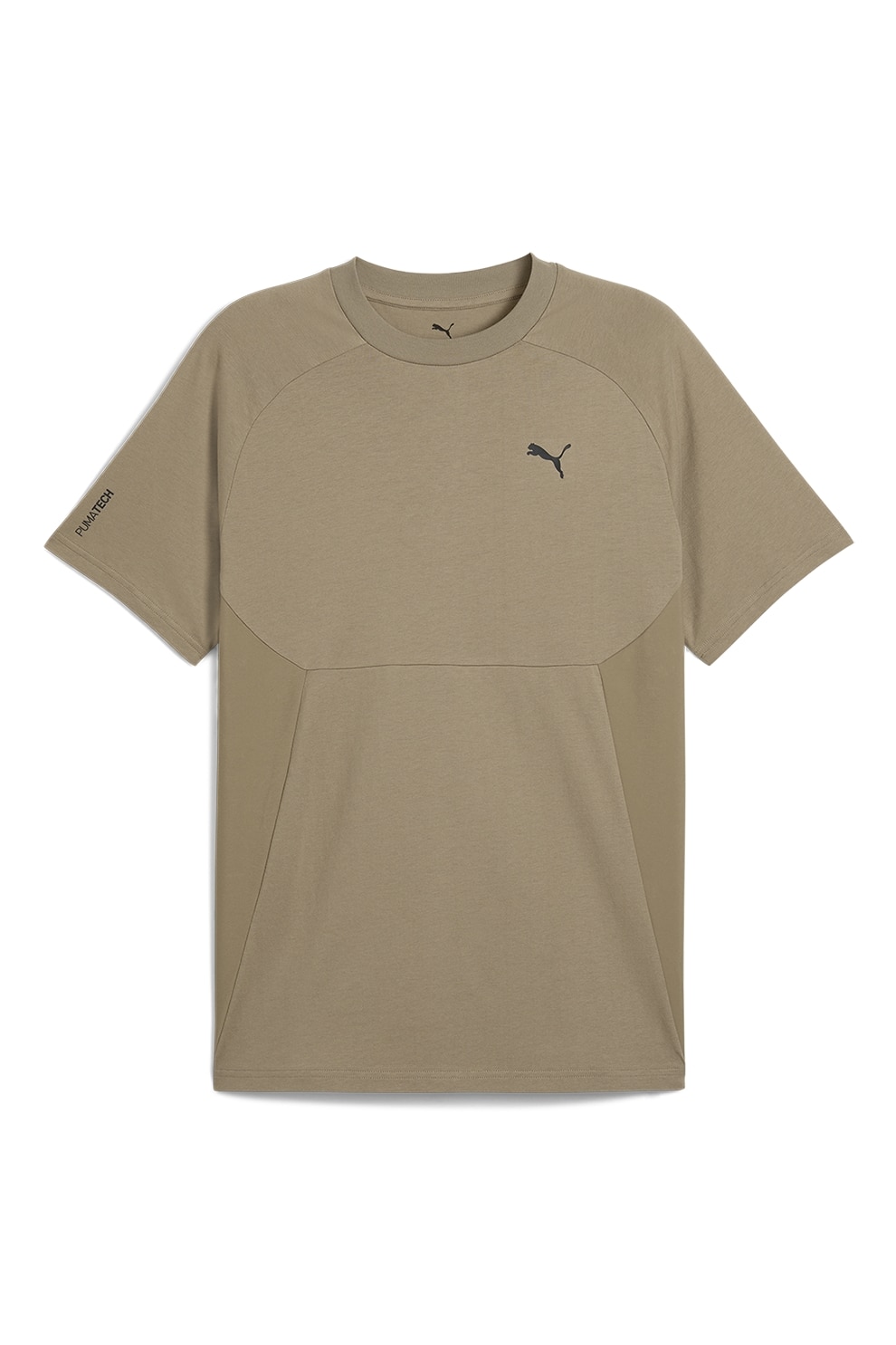 Puma, Tricou lejer din bumbac cu decolteu la baza gatului, Maro deschis, L